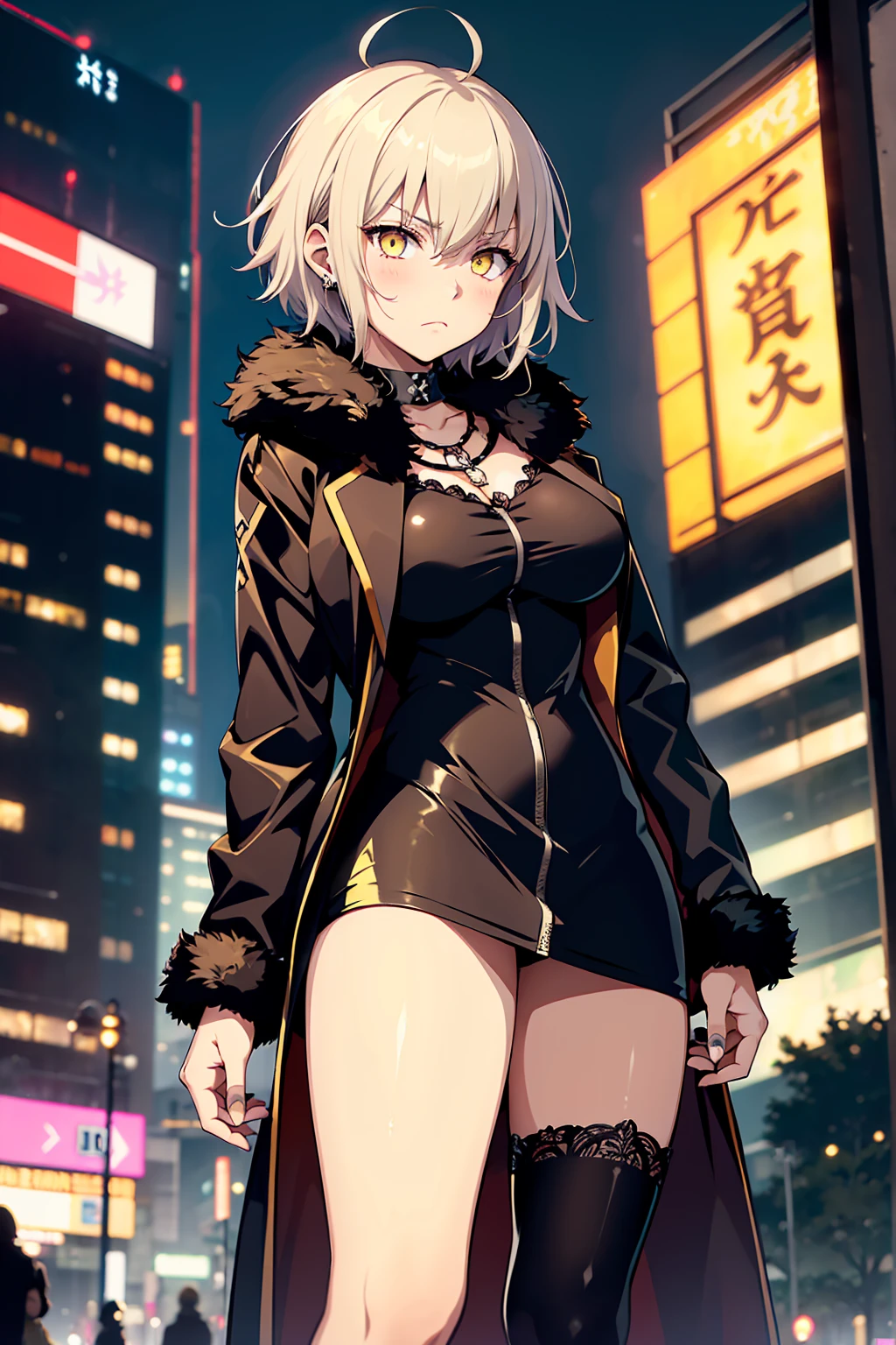 masterpiece,Highest quality,High resolution,Detailed Background,One Girl,Yellow Eyes short hair (Modern Cross, Shinjuku),Slight frown,blush,Show Viewer,
