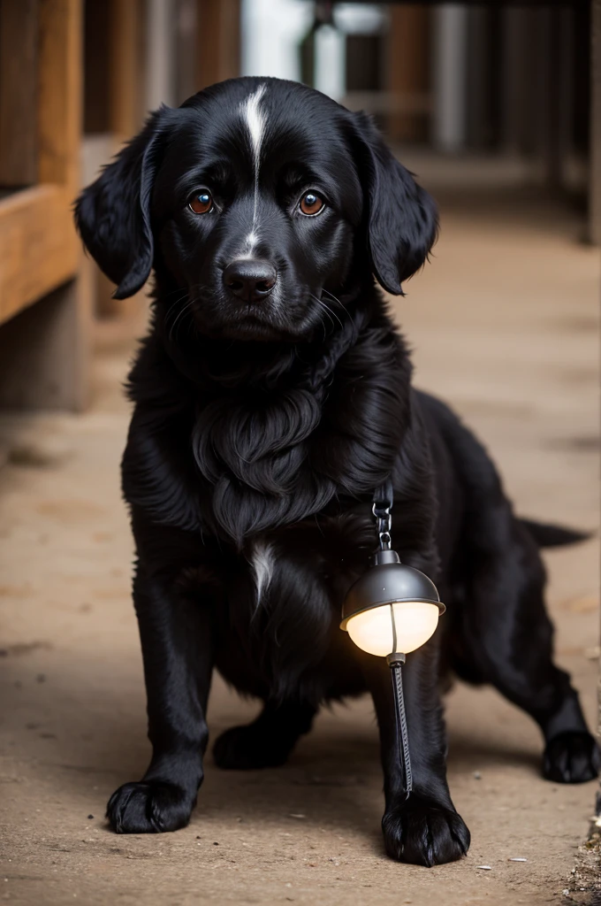 Brightly lit black podle dog