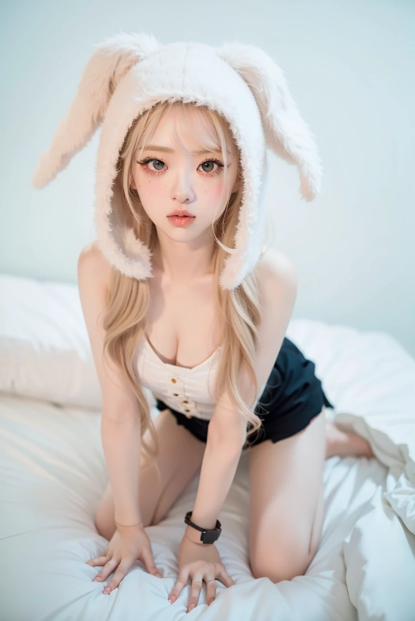 pale skin, big eyes and doll lips