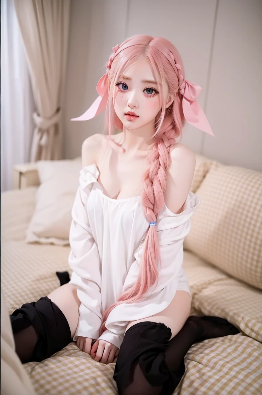 pale skin, big eyes and doll lips