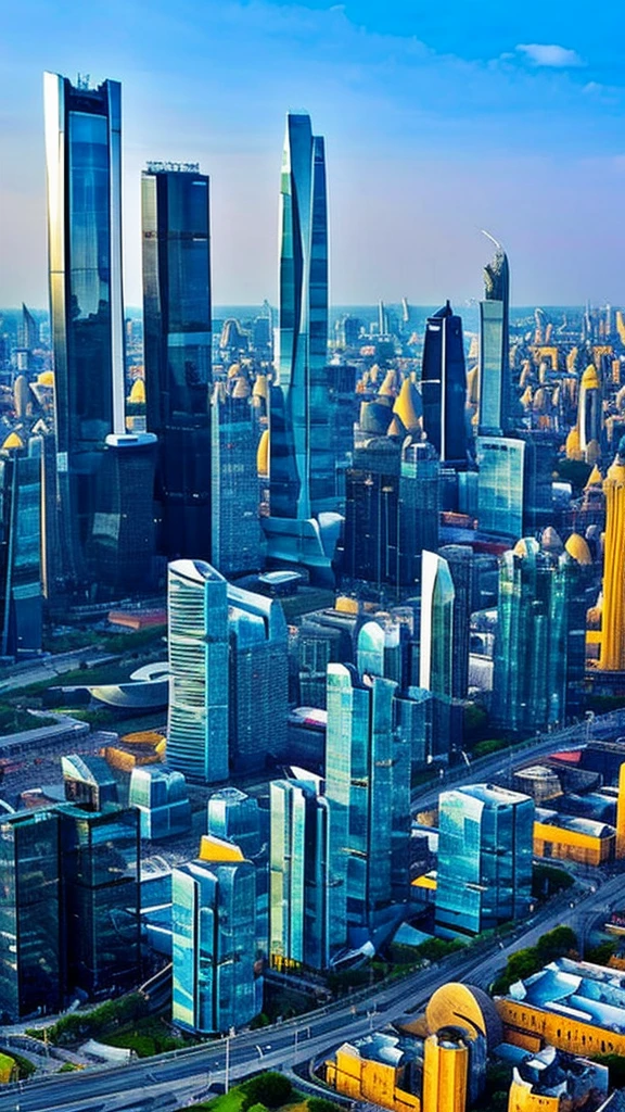City with very futuristic buildings