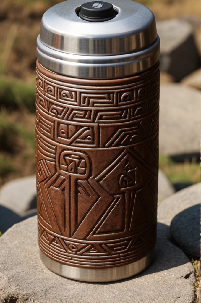 Thermos with pre-Columbian design