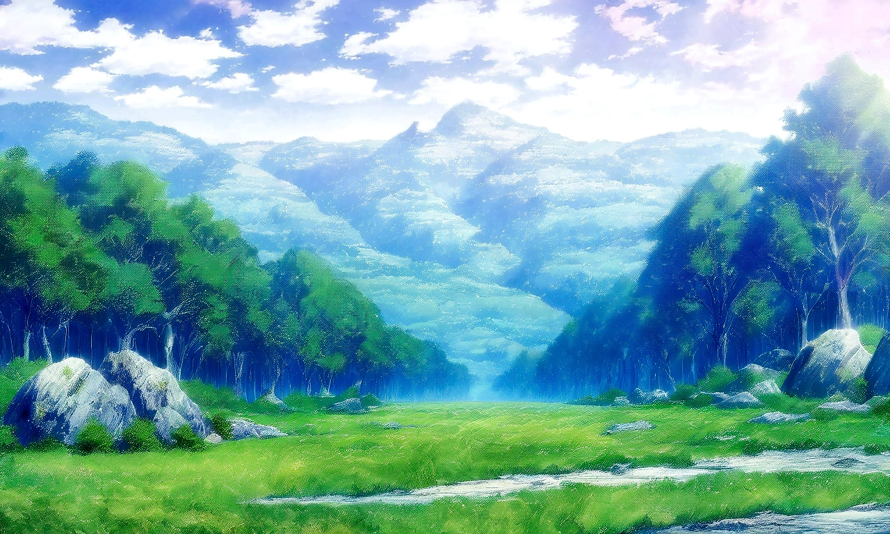 anime - style painting of a tree in a grassy field with rocks, anime countryside landscape, anime landscape, anime landscape wallpaper, anime background art, beautiful anime scenery, anime background, anime beautiful peace scene, anime scenery, anime movie background, anime nature, anime scenery concept art, colorful anime movie background, beautiful anime scene, anime scene, beautiful landscape background