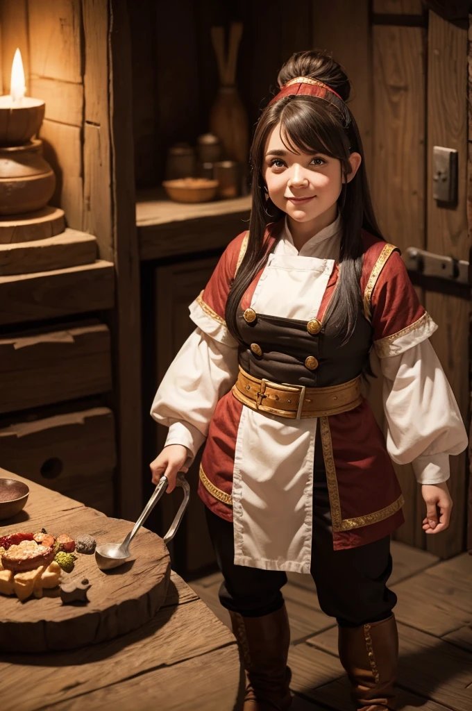 (Highest quality:1.2)。steampunkai。One Woman。Beautiful steampunk witch。Making jam in the witch's cauldron。Laughing out loud。The background is the inside of a steampunk witch's house。