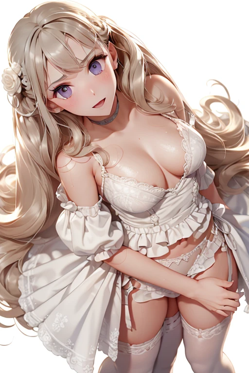 (from above:1.2),a girl , purple color hair、Purplish pink eyes that dreamers desire, (Blonde hair) , small stature, Colossal tits, Lori, (masutepiece:1.2, Best Quality), (finely detailed beautiful eye: 1.2), (beautifull detailed face), (perky chest:1.1), (pointed chest:1.0), (cakes magazine cover:1.3),(Best Illumination, extremely delicate and beautiful), sexy pose,make a cocktail , in a bar counter, ((Cinematic Light)), Dramatic light, (Pale white background:1.5), Short bob hair(1:3)、Ultra Contrast、Braid a little around the ears, White long dress、only has 5 fingers、Her pussy is visible through the white thong、Wet pants、You can see inside your underwear、full of sweat、mocking look、diaper、nffsw,Arms crossed、grab the arm、Shoot from above:1.2,Best Quality、Large breastuscular pussy、Pubic hair,high-level image quality、hightquality、8K,perfect hand、5 fingers、finger pin、Perfect Finger、T back,noise cut、bullet hand、Her hair color should have been a brighter purple.The skirt part is also carefully expressed..、Purple skirt、the skirt is floating in the wind、Dark purple panties、thin Pubic hair ,(with sparkling eyes and a contagious smile),open mouth, highest quality, high resolution,Real World, Natural light,perfect Natural light, Looking at Viewer,