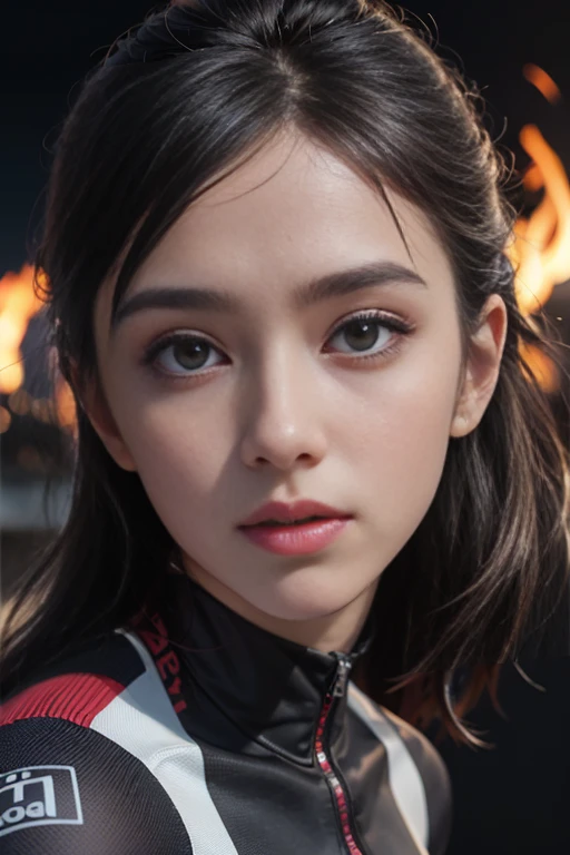 (Very detailed, 8K, Original photo, 最high quality, masterpiece:1.2), High-definition RAW color photos, Professional photos, (whole body:0.6), (Actual, photo Actual:1.37), ((最high quality)), 1 Girl, Light, (More subtle facial details:1.2), (masterpiece:1.5), (最high quality:1.2), (Big Breasts:1.4), From below, Beautiful female cyclist dynamically pedaling during a road race, high quality (4K/8K), (Actual style:1.37), Bright colors, 生动的灯Light, Detailed facial features, Strong muscles, A look of determination, Aerodynamic Jersey, Light滑的头盔, Attentive eyes, Flowing Hair, smooth pedaling action, Intense competition, Cheering crowd, Mountain Background, Challenging race routes, Professional Equipment, High-performance road bike, speed, enthusiasm, Adrenaline, (Slow motion:1.4), (Motion Blur:1.3), Dynamic Angle,
