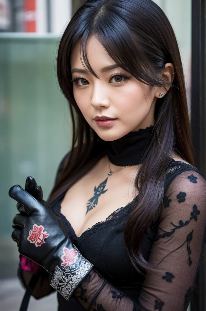 36-year-old married woman。mistress of yakuza。Wearing gloves。I have a tattoo。