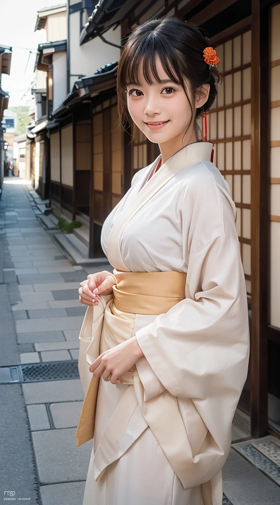 (nsfw:1.5),Professional Lighting,(Photorealistic:1.4), (Top image quality:1.0), (超A high resolution:1.0), 8K, Raw photography, (masterpiece:0.2), (Facing the children_v1:0.5)、(highest quality Detail:1.2)、Realistic、8k Ultra HD、High resolution、(1 girl:1.2)、Super detailed、High quality textures、Complex details、detailed、Very detailed CG、High quality shadows、detailed Beautiful and delicate face、Beautiful details and a delicate eye、(Symmetrical eyes:1.2),Written boundary depth、Ray Tracing,1 girl, Japanese Girls, (Natural smile:1.4),cute, thin, Portrait of a beautiful Japanese woman in a kimono, Standing elegantly on a street corner in Kyoto. Kimono with vibrant traditional patterns, Hair decorated with elegant and delicate hairpins, Gentle expression. (With the old streets of Kyoto in the background:1.4)、The soft light of a spring afternoon、Adding tranquility to the scene. Rendered in a Realistic style with great attention to detail, High resolution images.Sky Porn, Magic Hour, (Realistic:1.3), finely, quality, (Tabletop:1.2), (Realistic:1.2), (highest quality), (Complex details), dramatic, Ray Tracing, photograph, +roller