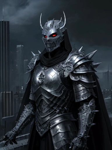  
(extremely detailed 8k wallpaper), a medium shot photo of scary  Grim dressed as a gray masked marble supervillain in an armour made of Gray glowing wires from marvel, theme, intricate, high detail, dramatic, old scary building with ice spikes in the background 