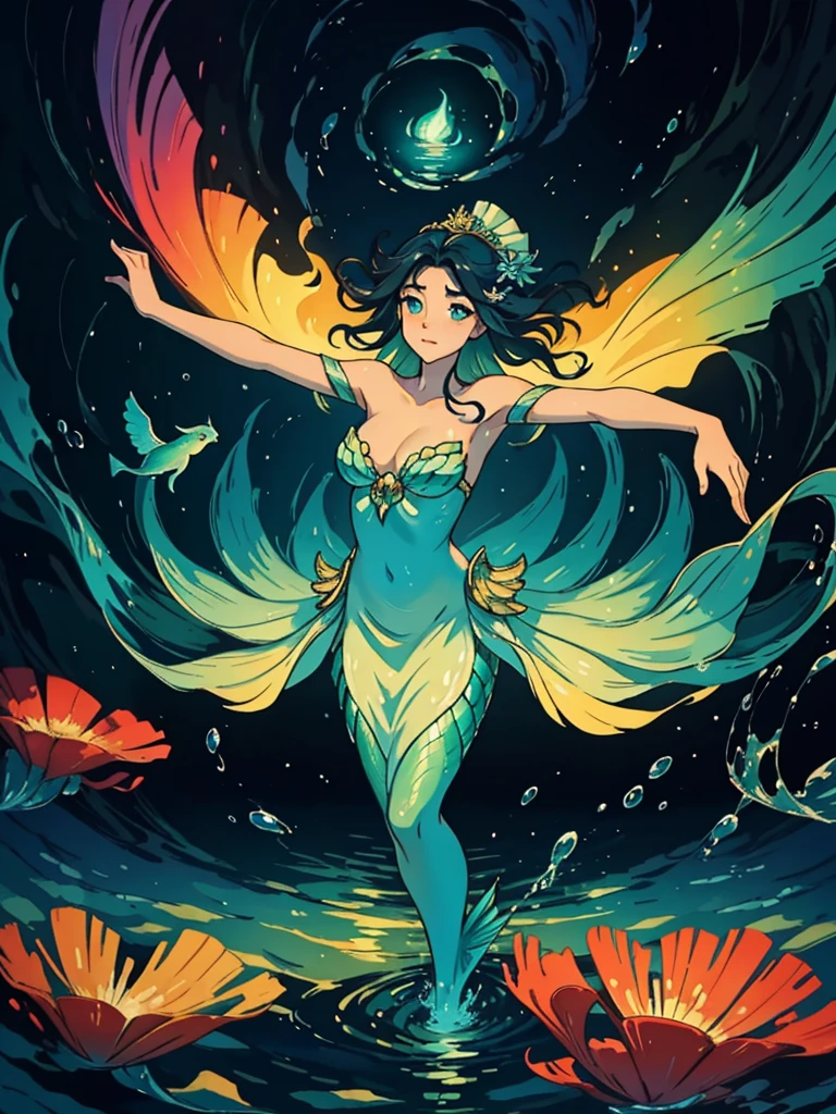Create an awe-inspiring oil painting that captures the enchanting beauty of a Japanese mermaid gracefully gliding through the depths of the ocean. Using bold and expressive brushstrokes, convey the fluidity and movement of the water as it swirls around the mermaid's ethereal form.
Imagine a scene where the mermaid emerges from the depths, her long, flowing hair cascading like seaweed around her luminous figure. Her eyes shimmer with wisdom and mystery as she gazes into the distance, beckoning viewers into the enchanting world beneath the waves.
With masterful strokes of the brush, depict the intricate details of the mermaid's scales, shimmering with iridescent hues of blue and green. Let the play of light and shadow dance across the canvas, evoking the ever-changing currents of the ocean depths.
In the background, paint a panorama of coral reefs, swaying sea plants, and exotic marine life, creating a vibrant tapestry of color and movement that surrounds the mermaid in her watery domain.
As viewers gaze upon the painting, they are transported into a world of magic and wonder, where the boundary between reality and myth fades away. "Song of the Deep" is not merely a painting—it is a mesmerizing symphony of color, texture, and emotion that celebrates the timeless allure of the sea and the mysterious beauty of the Japanese mermaid.