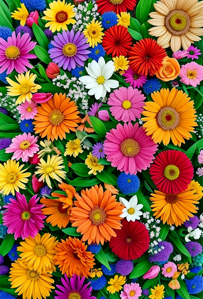 Detailed representations of different plants and flowers.