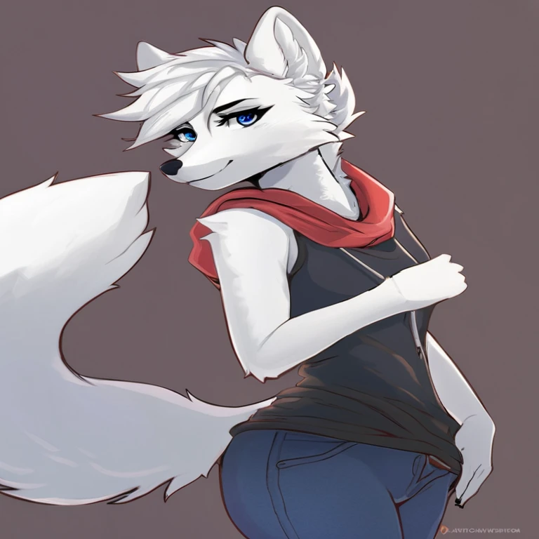 Arctic fox as a big titty Tomboy