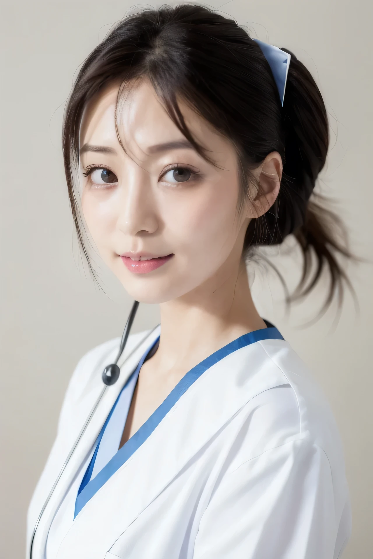 Japanese Nurse Beauty caretaker Upper Body White