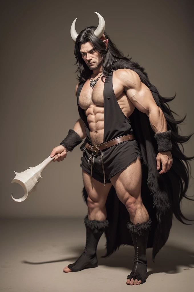 a werewolf with cow horns and hooves