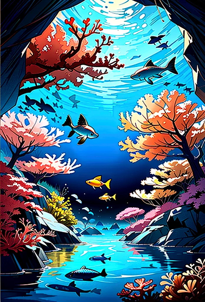Marine life and underwater landscapes. Coral reefs, colorful fish, began.