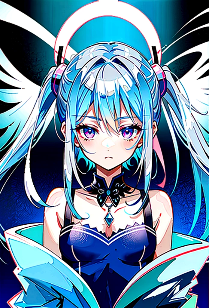 Male boy transparent light blue hair with pink eyes) (