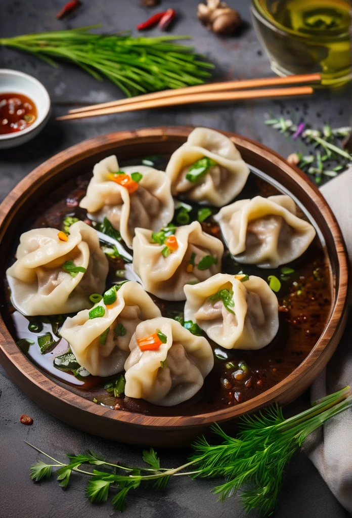 Dumplings with pork and herbs