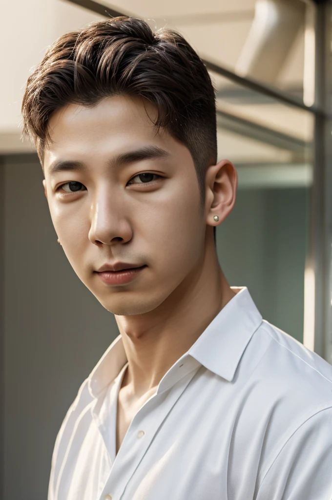 Namjoon&#39;s imagination, with her black hair and perfectly combed, sitting in a fancy office. The soft light of the desk lamp highlights your serious and focused profile. Holds a glass of red wine, her long, elegant fingers wrapping around the glass. The aroma of wine mixes with the woody smell of antique furniture.
