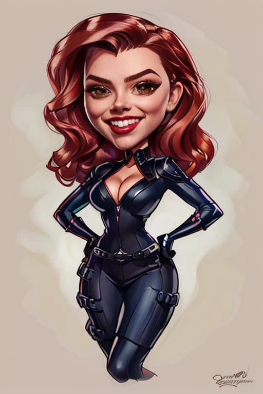 a cartoon drawing of a woman in a viúva Negra suit, viúva Negra, por Eddie Mendoza, por Ric Nagualero, em estilo cartoon, scarlett johansson viúva Negra, design de personagens de quadrinhos, por Jason Chan, por Johannes Helgeson, fofosexyrobutts, Direção: Patrick Brown, arte dos desenhos animados, arte dos desenhos animados style, por Randy Vargas