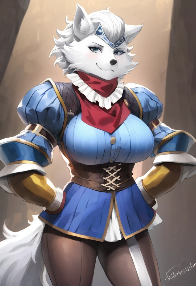 Arctic fox as a mature busty Tomboy Landsknecht  