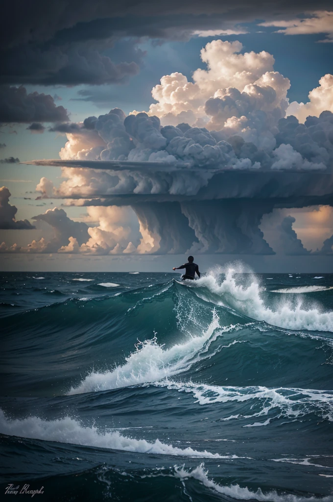 Man in the middle of a stormy sea