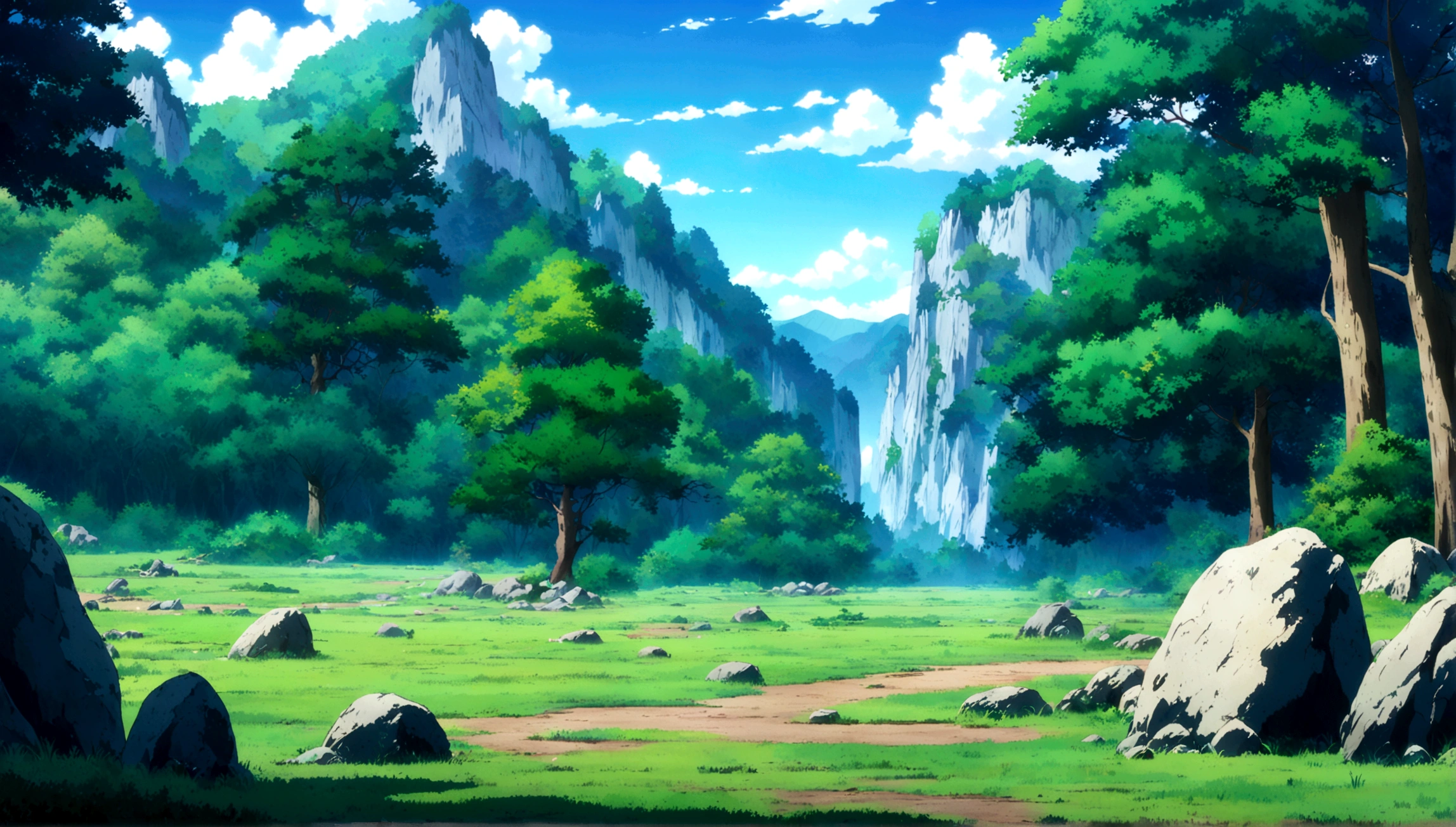 
anime - style painting of a tree in a grassy field with rocks, anime countryside landscape, anime landscape, anime landscape wallpaper, anime background art, beautiful anime scenery, anime background, anime beautiful peace scene, anime scenery, anime movie background, anime nature, anime scenery concept art, colorful anime movie background, beautiful anime scene, anime scene, beautiful landscape background