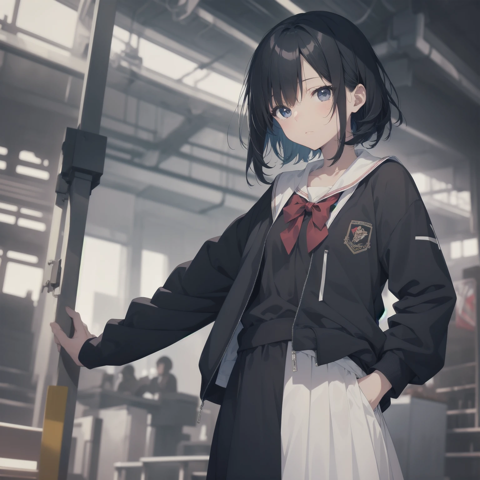 ultra-absurdres-Top quality by artist God, ultra-detailed, high resolution, anime moe artstyle, best anime 8k konachan wallpaper, pixiv contest winner, pool:2810, perfect anatomy,break, 1girl, (Please draw a girl walking sleepily to school alone. )break,(Solo,little female, 13-year-old:1.3),Full limbs, complete fingers,a junior high school student, (very short hair), short cut, flat chest, , small butt, small black eyes, beautiful detailed eyes, well-proportioned iris and pupils, expressive eyes, highres detailed hair, soft expression, salor school_uniform, sailor collar, serahuku, bow, pleated skirt,(Detailed Lighting), (Detailed background), in the School commute route. break,super detailed skin, Best cinematic lighting powered by famous artist, 8k,beauty illustration,photoshop_(medium),very aesthetic,break,((artist:saiguchi_otoufu )), artist:clamp ,artist:carnelian ,artist:kantoku ,
