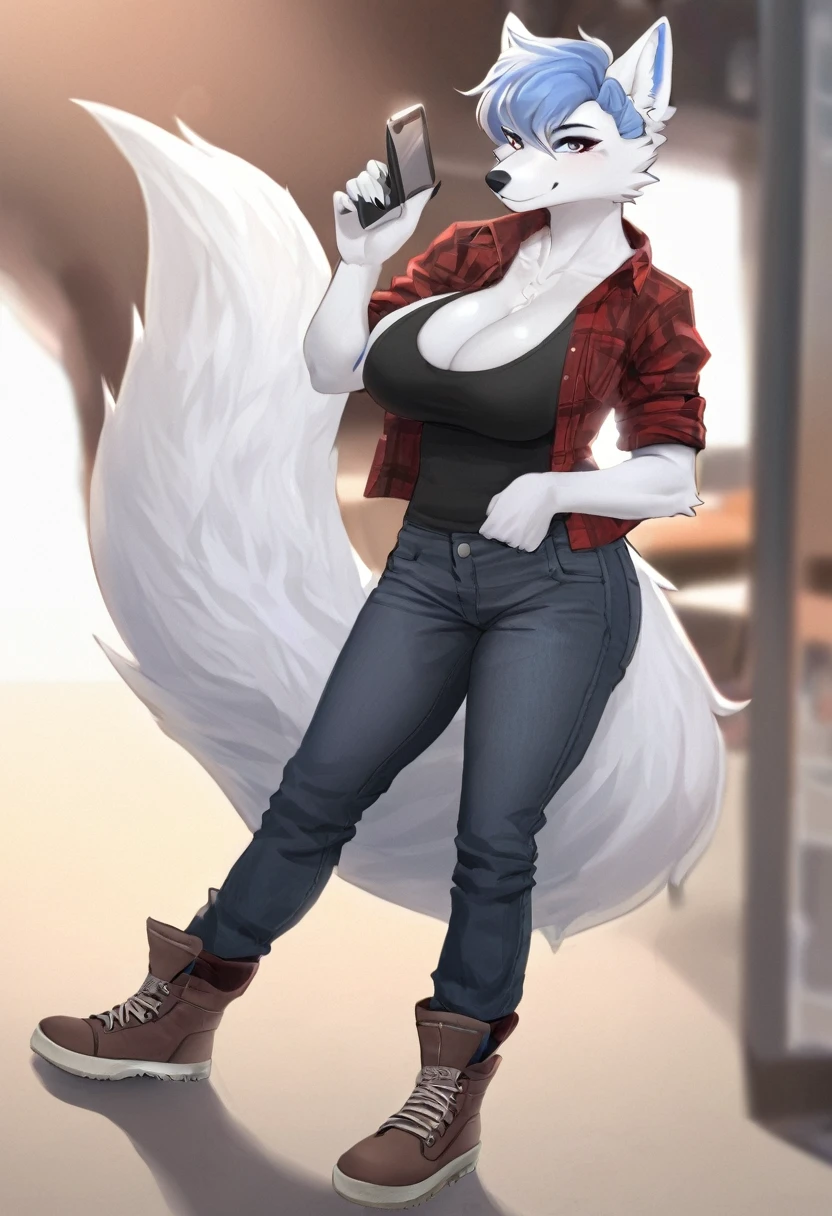 Arctic fox as a mature busty Tomboy