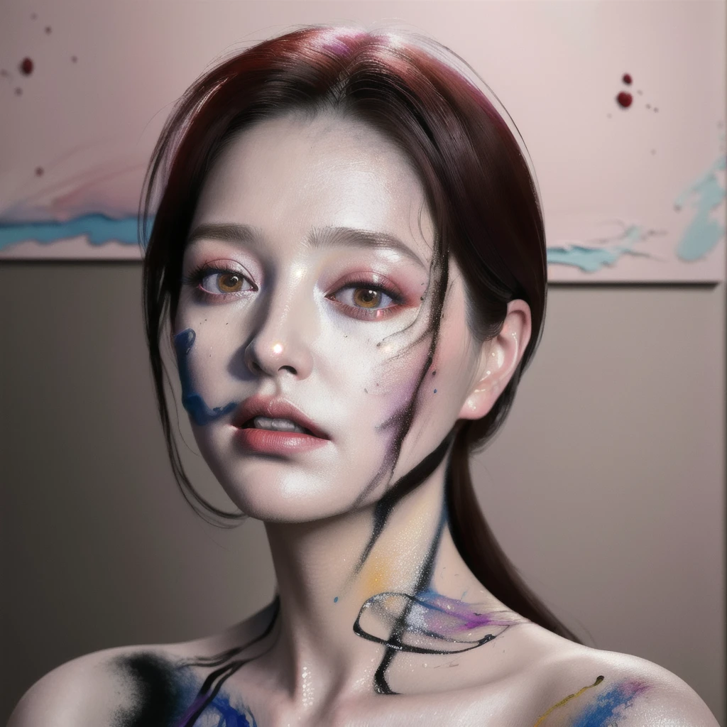 Android Beauty, Powerful paintings inspired by Francis Bacon, Ultra-realistic surrealism, Hyperrealism, fear, art, hyper real painting, Realistic illustration painting, カラフルなHyperrealism, Hyper-realistic digital art