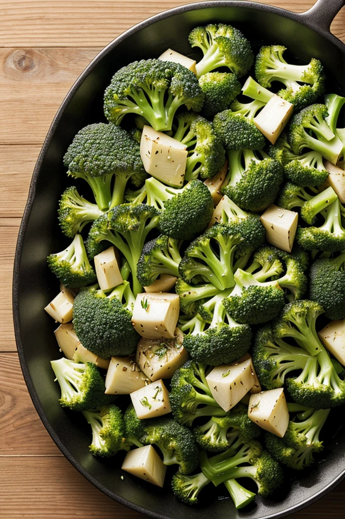 a broccoli, garlic and turnip