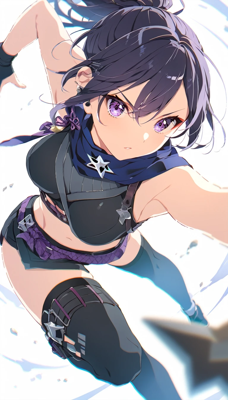 ponytail、Ninja、Shuriken、dynamic pose
