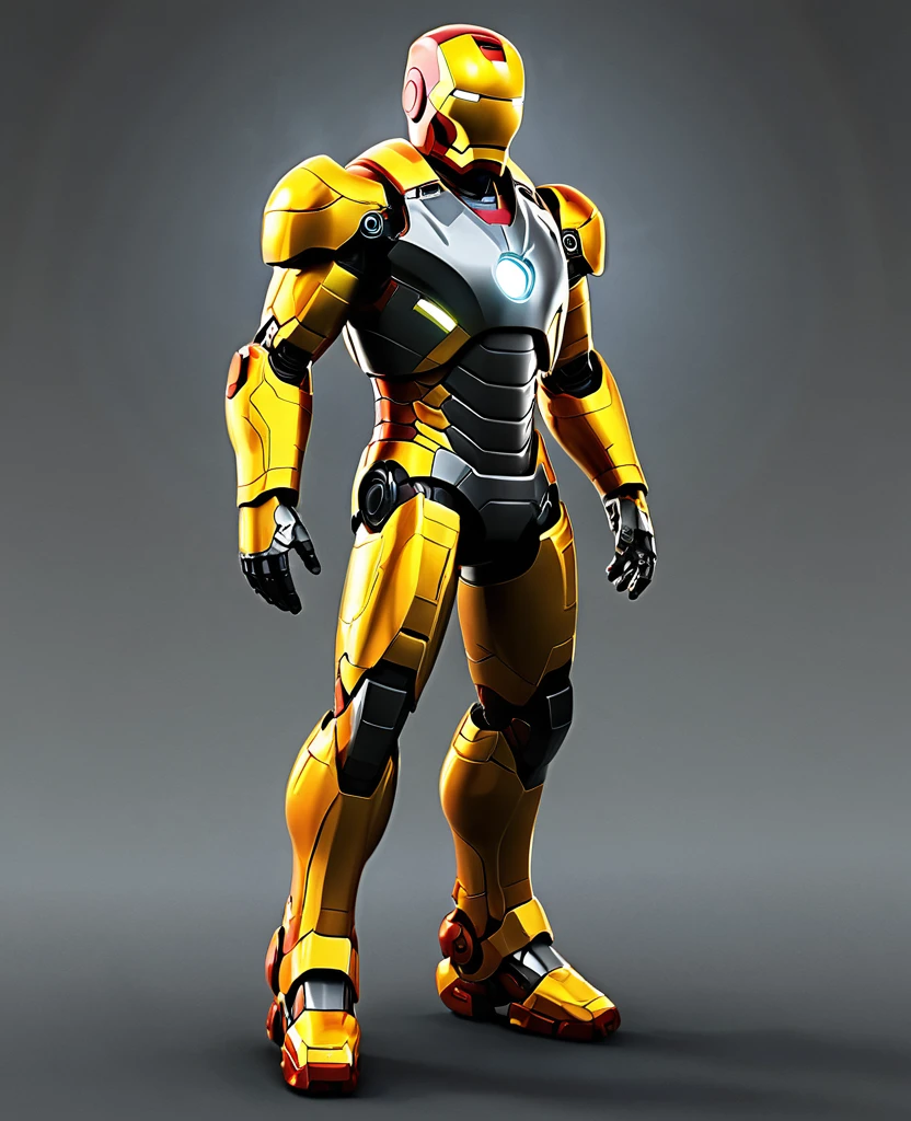 War machine, orang and yellow random colour, heroic, full body, (War machine ironman style) orange yellow