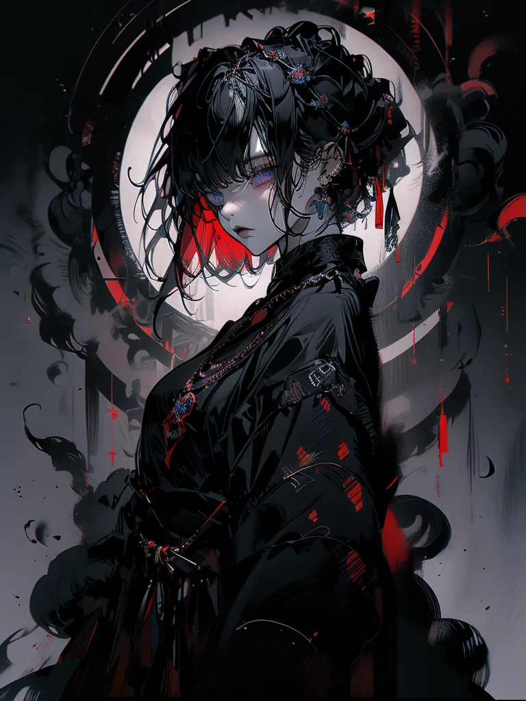 25-year-old girl、Rune background、black magician、Wearing a black robe、mesmerize、cute woman、Elegant hairstyle、indigo hair color、Slightly shorter hair、blue eyes、look at the viewer、masterpiece、Best image、