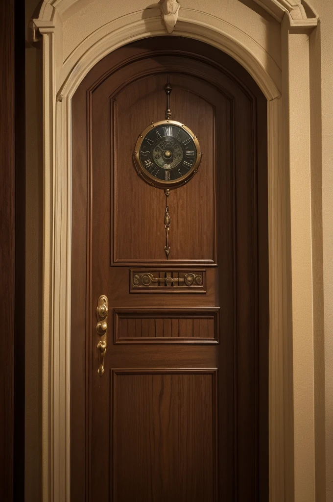 Apartment Door:
Description: The door to Clara's apartment, with an old and worn doorknob.
Purpose: Highlight the entry point to the haunted environment.
clock marking midnight: