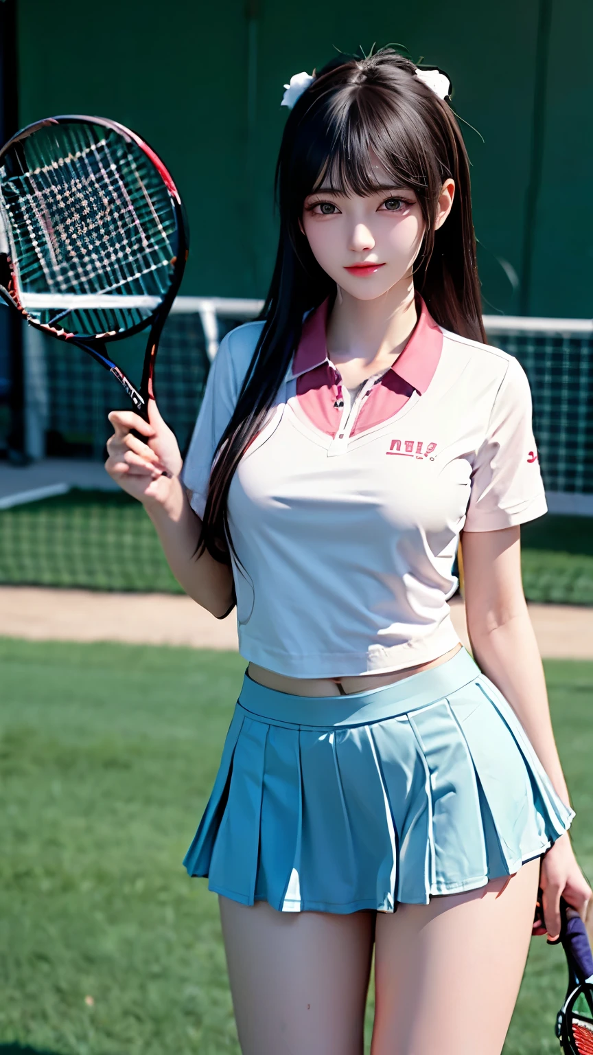 （Very delicate and beautiful：1.2）super model,,Big Breasts,Beautiful breasts,voluptuous,【bike shorts】,,【3girls】,,Highest quality, High resolution, 8K,Kick in a hurry,Tennis Wear.mini skirt