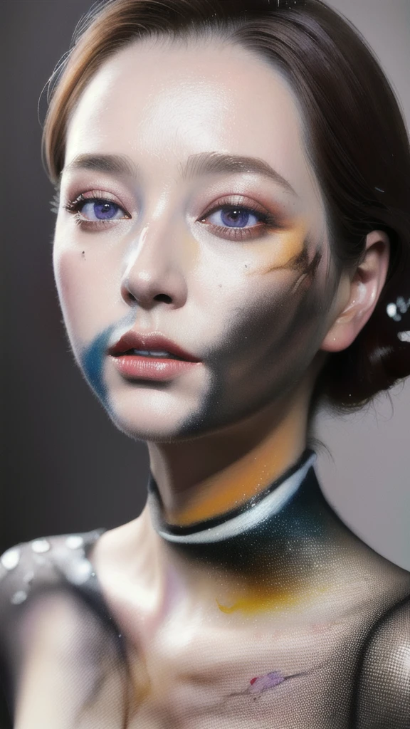 Android Beauty, Powerful paintings inspired by Francis Bacon, Ultra-realistic surrealism, Hyperrealism, fear, art, hyper real painting, Realistic illustration painting, カラフルなHyperrealism, Hyper-realistic digital art