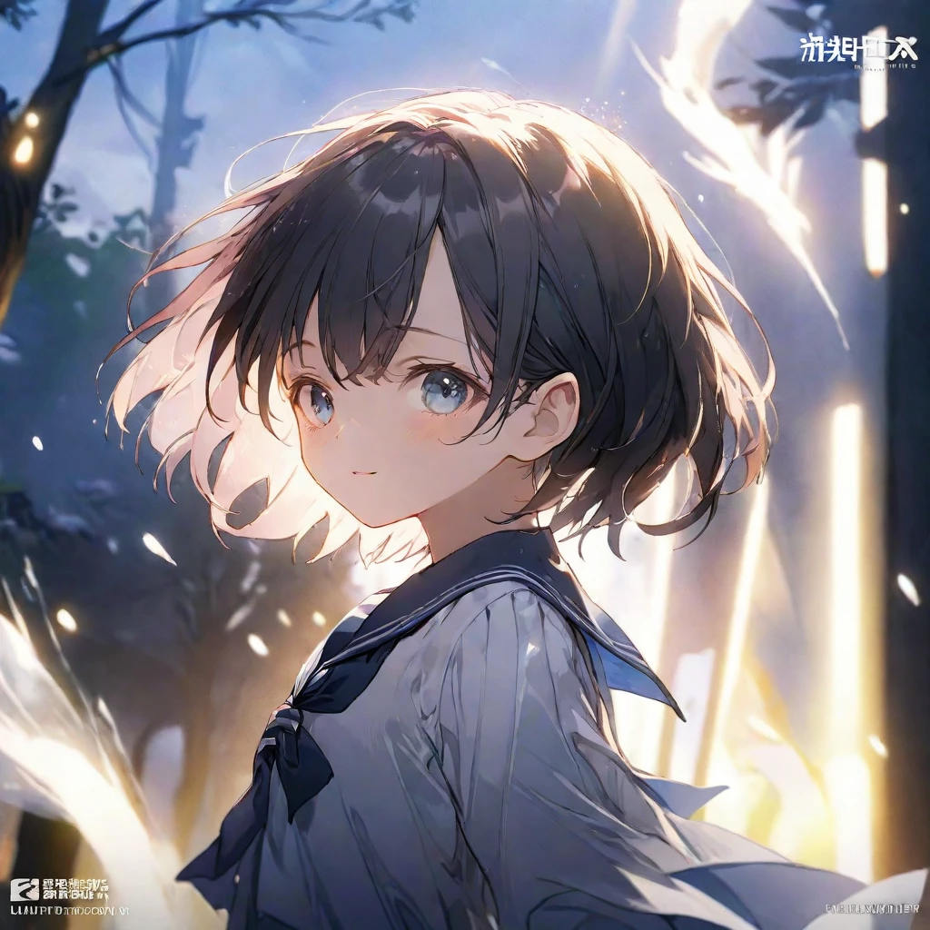 best quality, masterpiece, official art, absurdres, highres, ultra-detailed,waifu2x, break,1girl, school girl, short hair, small breasts, beautiful detailed eyes,sleepily, outdoors, wind, break,(clear line illustration:1.2),very high resolution, very aesthetic, super detailed skin, Best cinematic lighting powered by famous artist, 8k,beauty illustration,photoshop_(medium),,(Detailed Lighting),