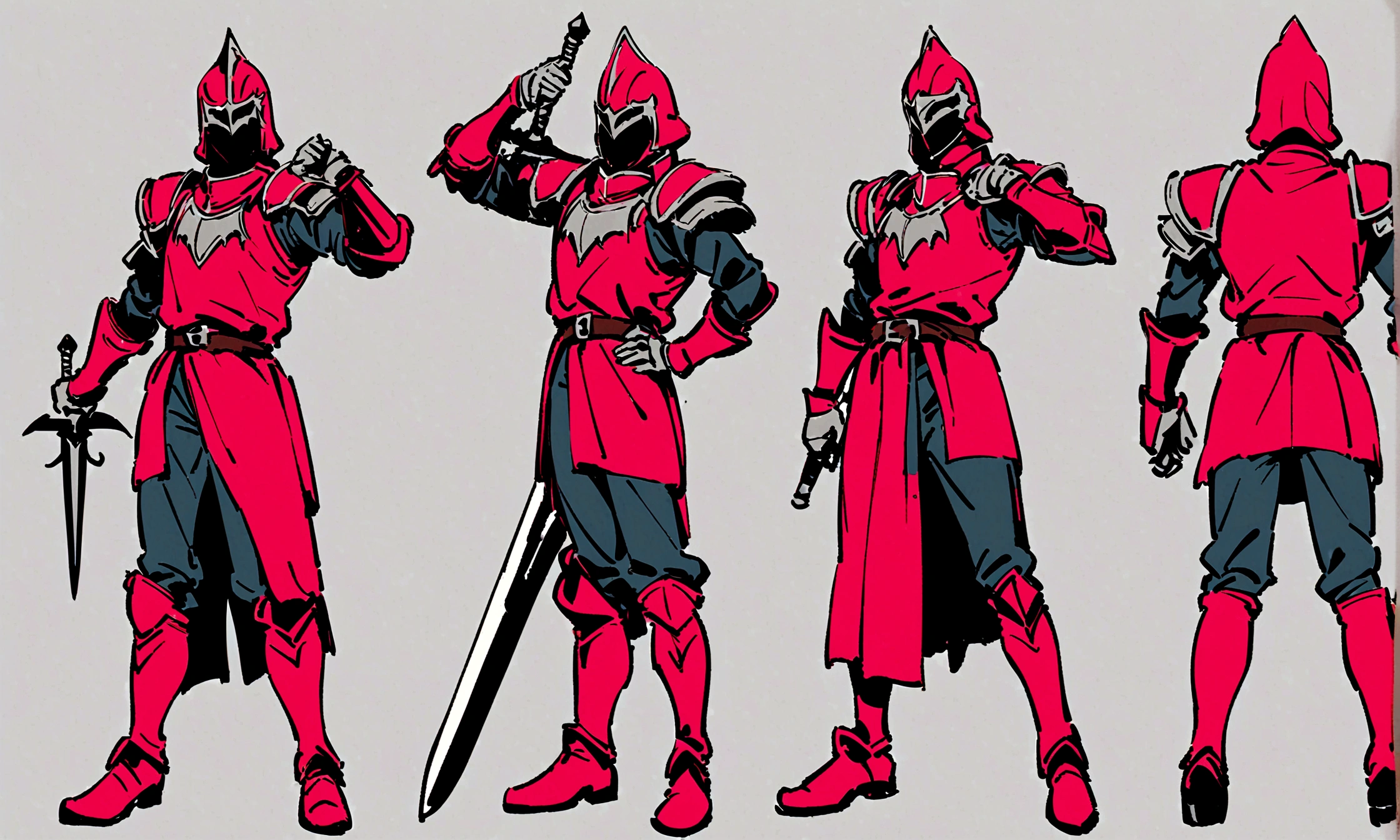 Male knight, Pose, idle pose, knight, one handed sword, Pose reference, character sheet reference