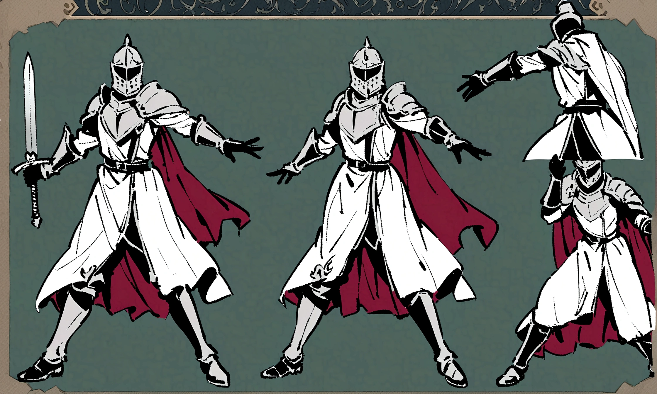Male knight, Pose, idle pose, knight, one handed sword, Pose reference, character sheet reference