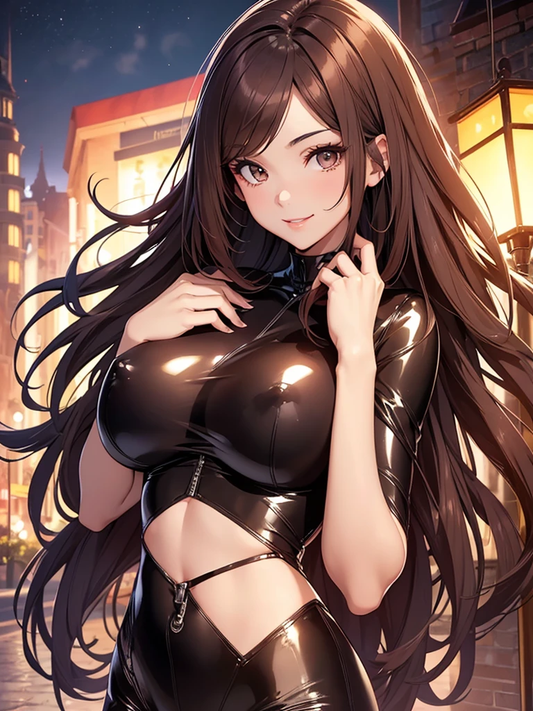 Beautiful Woman Height 170cm、Bust 100
Beautiful bodystocking latex underwear,
Light 黒Brown Hair A friendly smile magic Masterpiece Night Magic sexy, extremely beautiful 22歳 Big Breasts Beautiful Eyeagical gentle lighting cowboy shot