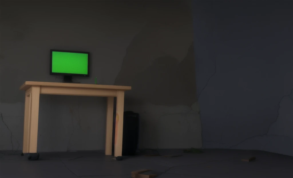 room, destroyed floor, cracked walls