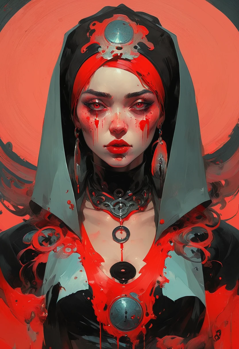 arafed witch woman in a white coat and black hat with red paint on her face, artwork in the style of guweiz, guweiz, guweiz masterpiece, james jean and wlop, takato yomamoto. 4 k, inspired by Yanjun Cheng, james jean andrei riabovitchev, guweiz on artstation pixiv