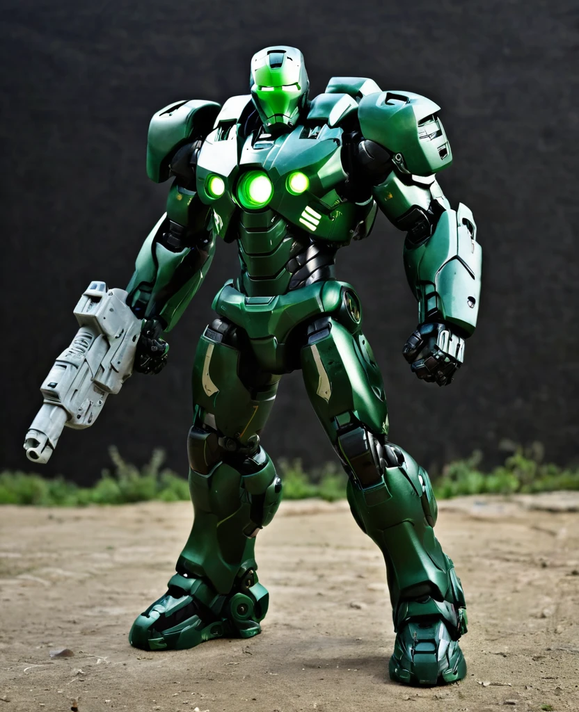 War machine, green black colour, heroic, full body, (war machine)