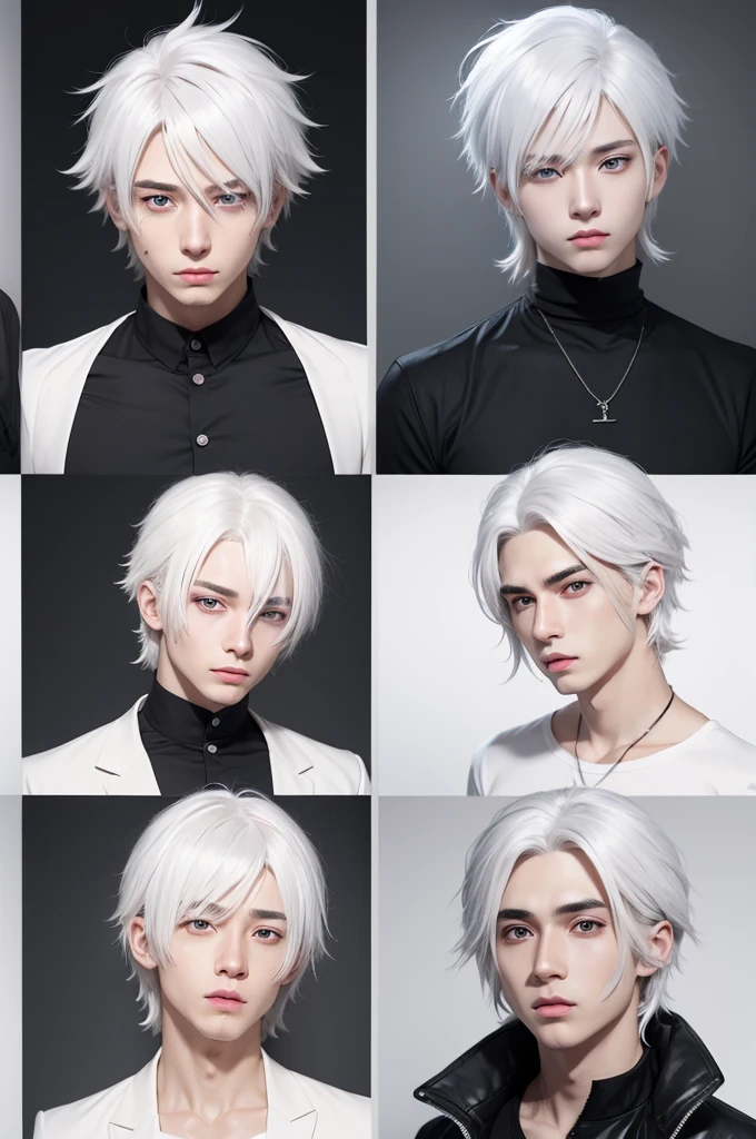 Boy white hair anime style facial reactions for YouTube channel