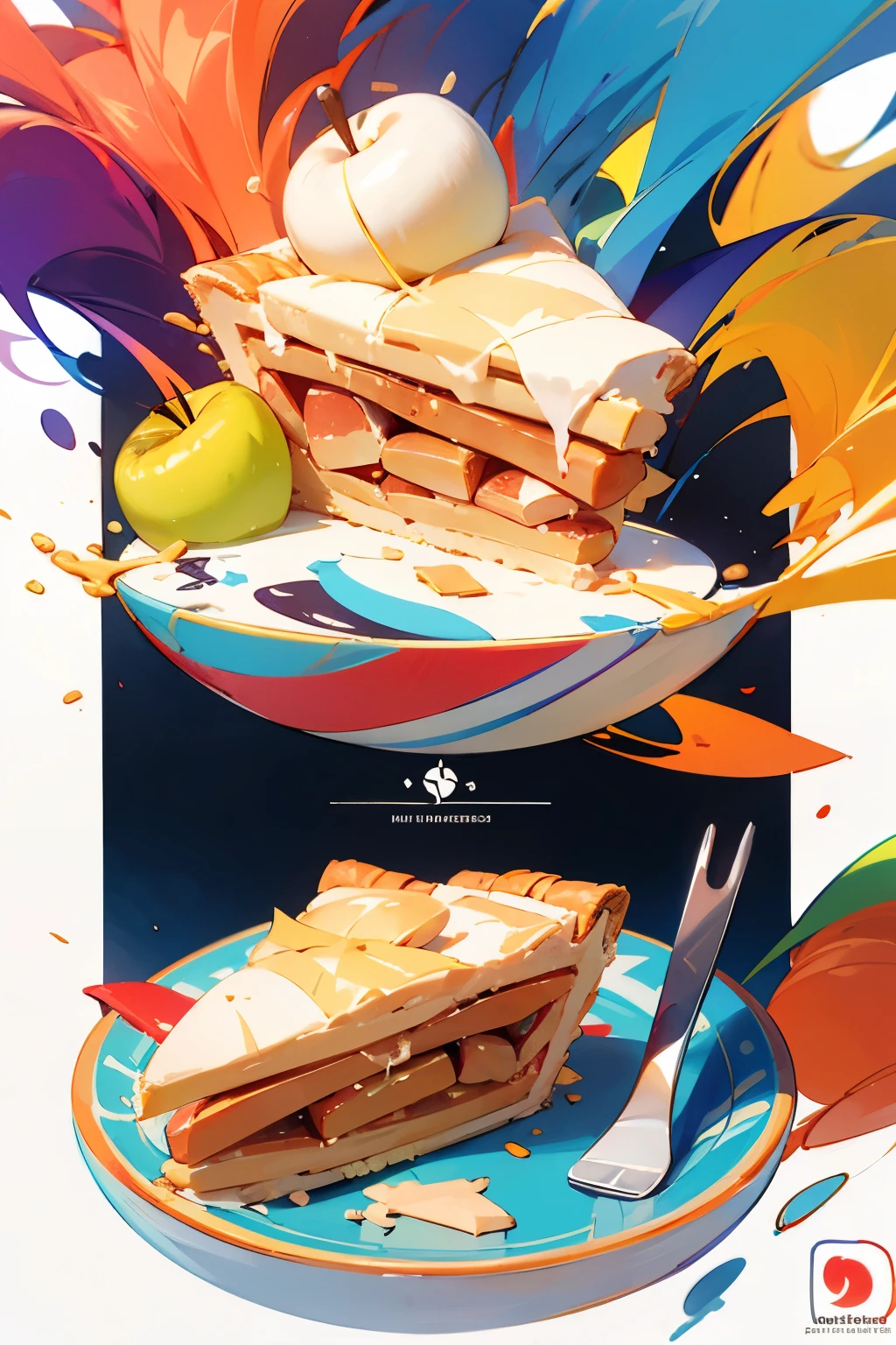 ((Best Quality)), ((colorful logo)), (drawing), Apple pie
