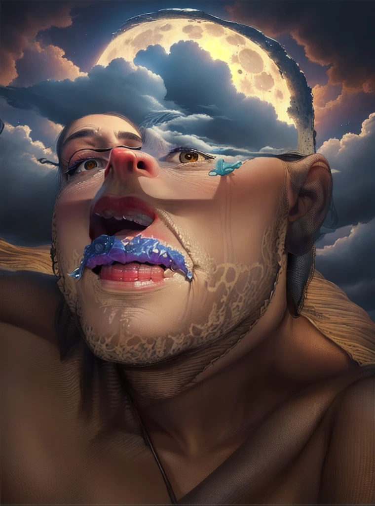 ((best qualityer)), ((work of art)), (detailded), together, ethereal beauty, perched on a cloud, (fantasy illustration:1.3), lovely gaze, skintight, pantyhose, Stockings, May, captivating pose, delicate wings, otherworldly charm, mystical sky, large moon, full moon night, subdued colors, (detailded cloudscape:1.3), (high resolution:1.2), from low, (assessment_explicit), (punctuation_9, punctuation_8_High above, punctuation_7_High above, punctuation_6_High above, punctuation_5_High above, punctuation_4_High above, high resolution, 4K)