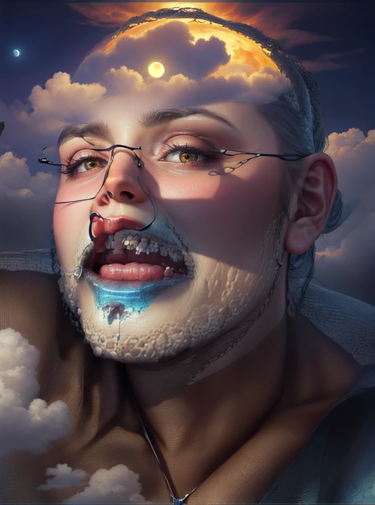 ((best qualityer)), ((work of art)), (detailded), together, ethereal beauty, perched on a cloud, (fantasy illustration:1.3), lovely gaze, skintight, pantyhose, Stockings, May, captivating pose, delicate wings, otherworldly charm, mystical sky, large moon, full moon night, subdued colors, (detailded cloudscape:1.3), (high resolution:1.2), from low, (assessment_explicit), (punctuation_9, punctuation_8_High above, punctuation_7_High above, punctuation_6_High above, punctuation_5_High above, punctuation_4_High above, high resolution, 4K)