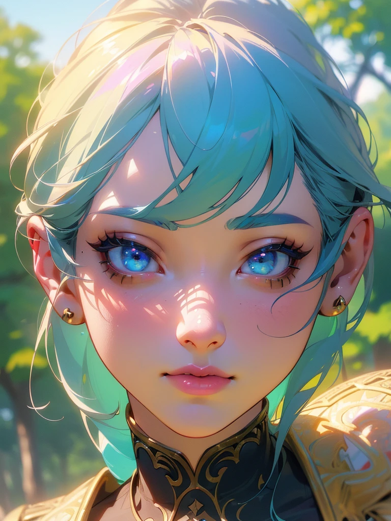 a detailed anime girl with beautiful detailed eyes, beautiful detailed lips, extremely detailed face, long eyelashes, intricate hairstyle, colorful vibrant setting, natural lighting, fantasy landscape background, (best quality, 4k, 8k, highres, masterpiece:1.2), ultra-detailed, (realistic, photorealistic, photo-realistic:1.37), vibrant colors, cinematic lighting, intricate details, fantasy, digital art
