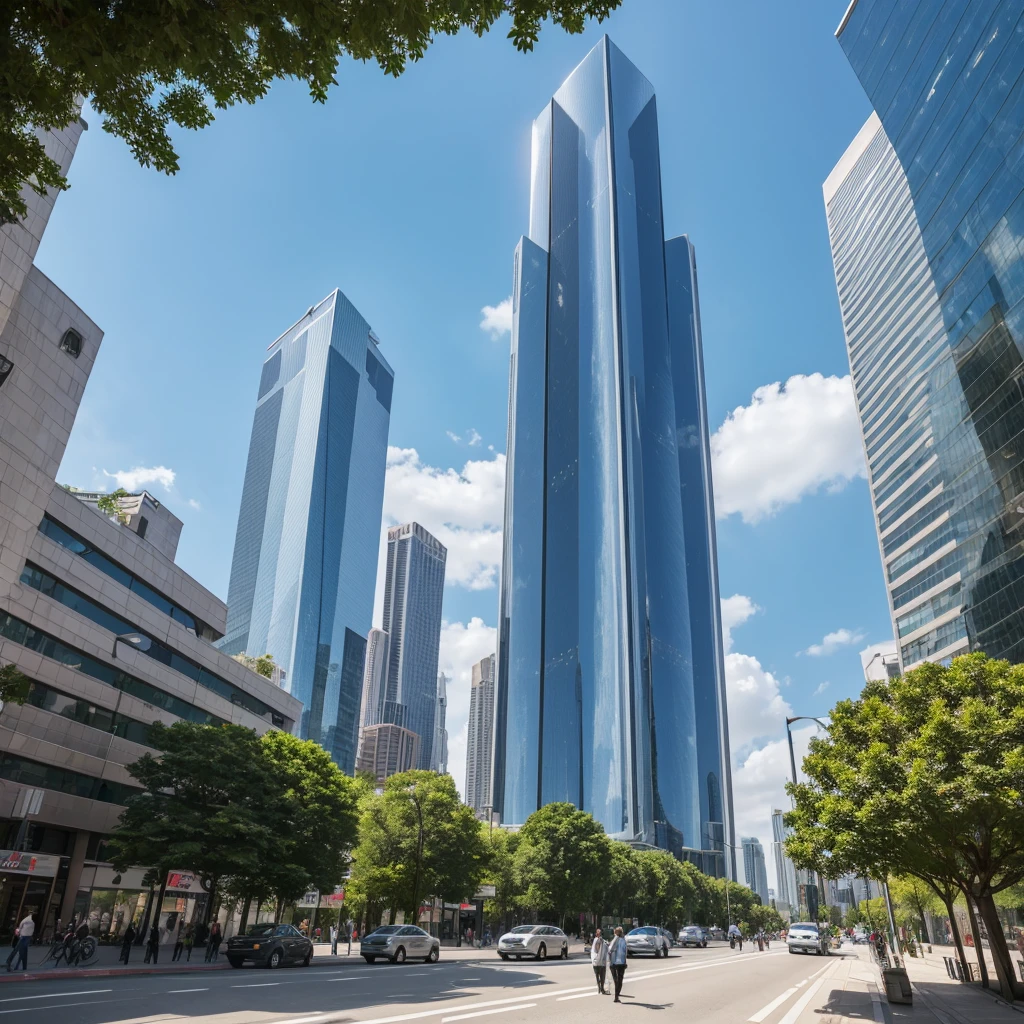 Cityscape in 100 years。Skyscrapers pierce the sky、Lush vertical gardens cover the sides of the building.。Drones and flying cars fly in the sky.、On the ground, self-driving cars and futuristic public transportation systems are in motion.。In squares and parks、people々You can see them enjoying the latest hologram technology.。A scene where an AI robot is looking at this scenery。The robot has a sophisticated design、people間に近い外観を持ち、高度なpeople工知能を搭載している。The whole city is eco-friendly、Uses sustainable energy。Realistic, high-quality images that look like real life images。