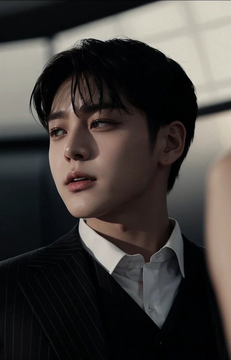 jeon jungkook asian boy with suit and black background
